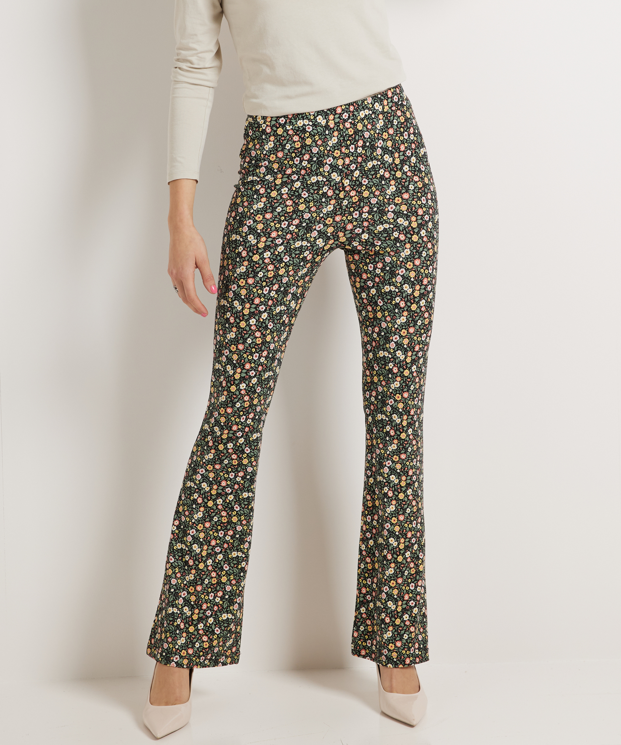 flared fit broek bloemenprint