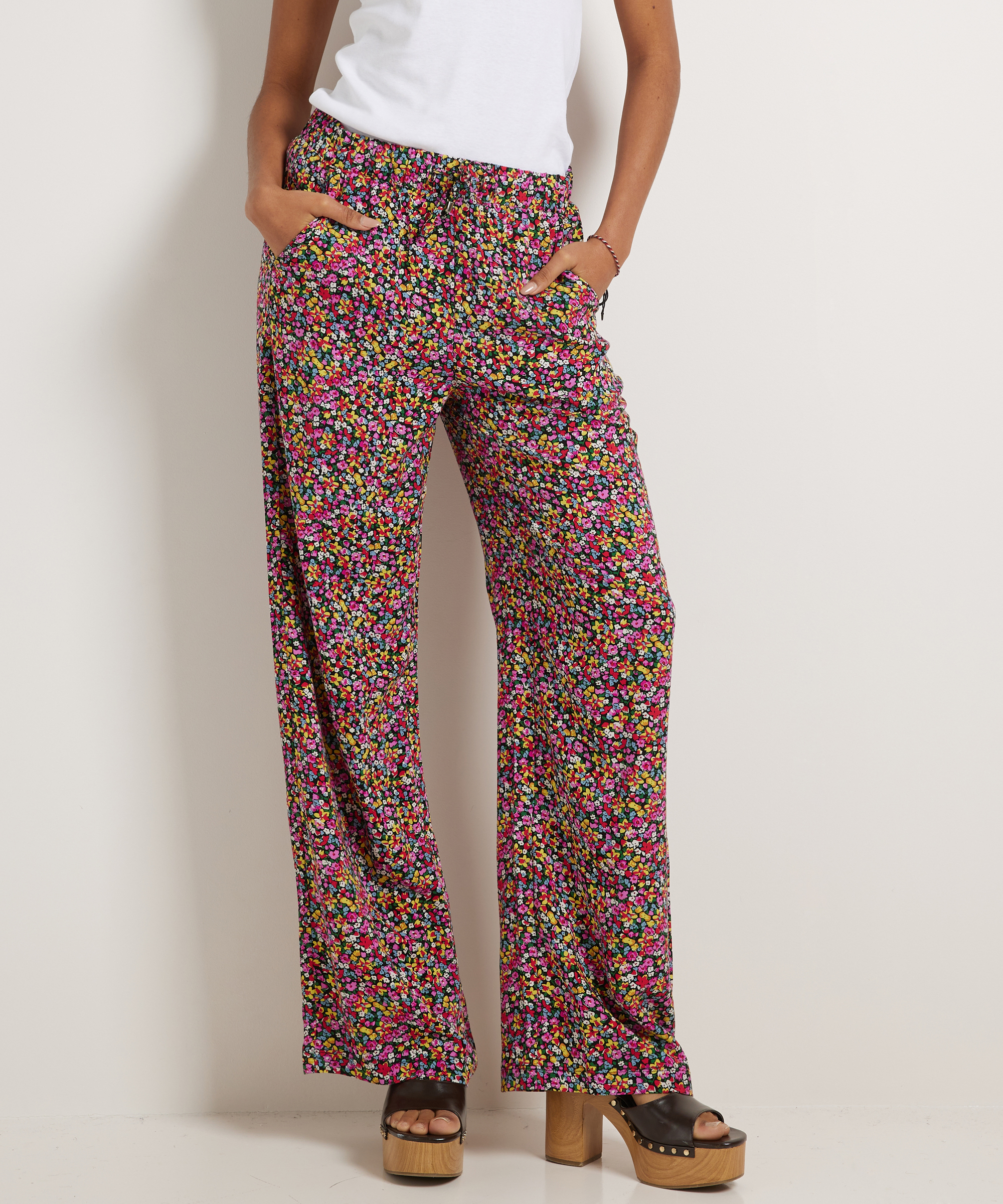 wide fit broek viscose print