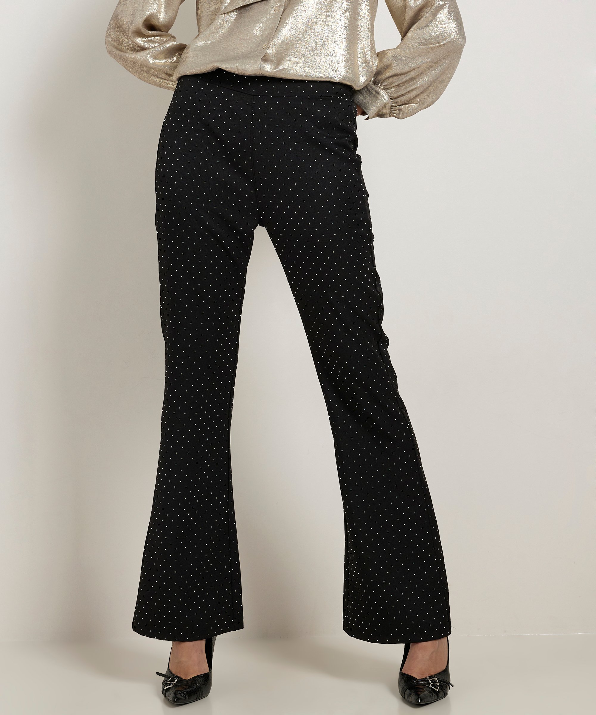 flared fit broek glitterstuds