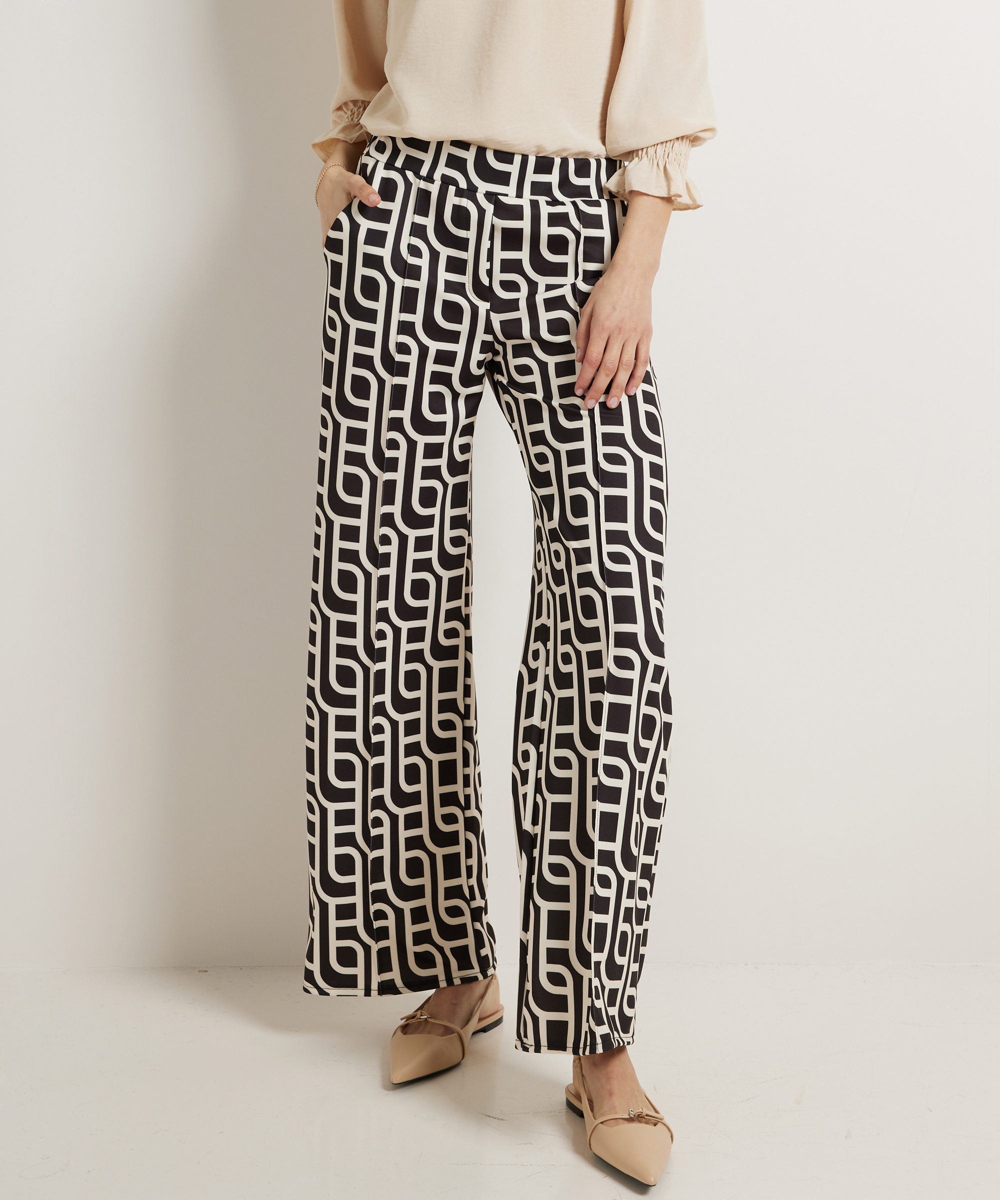 wide fit broek moderne print