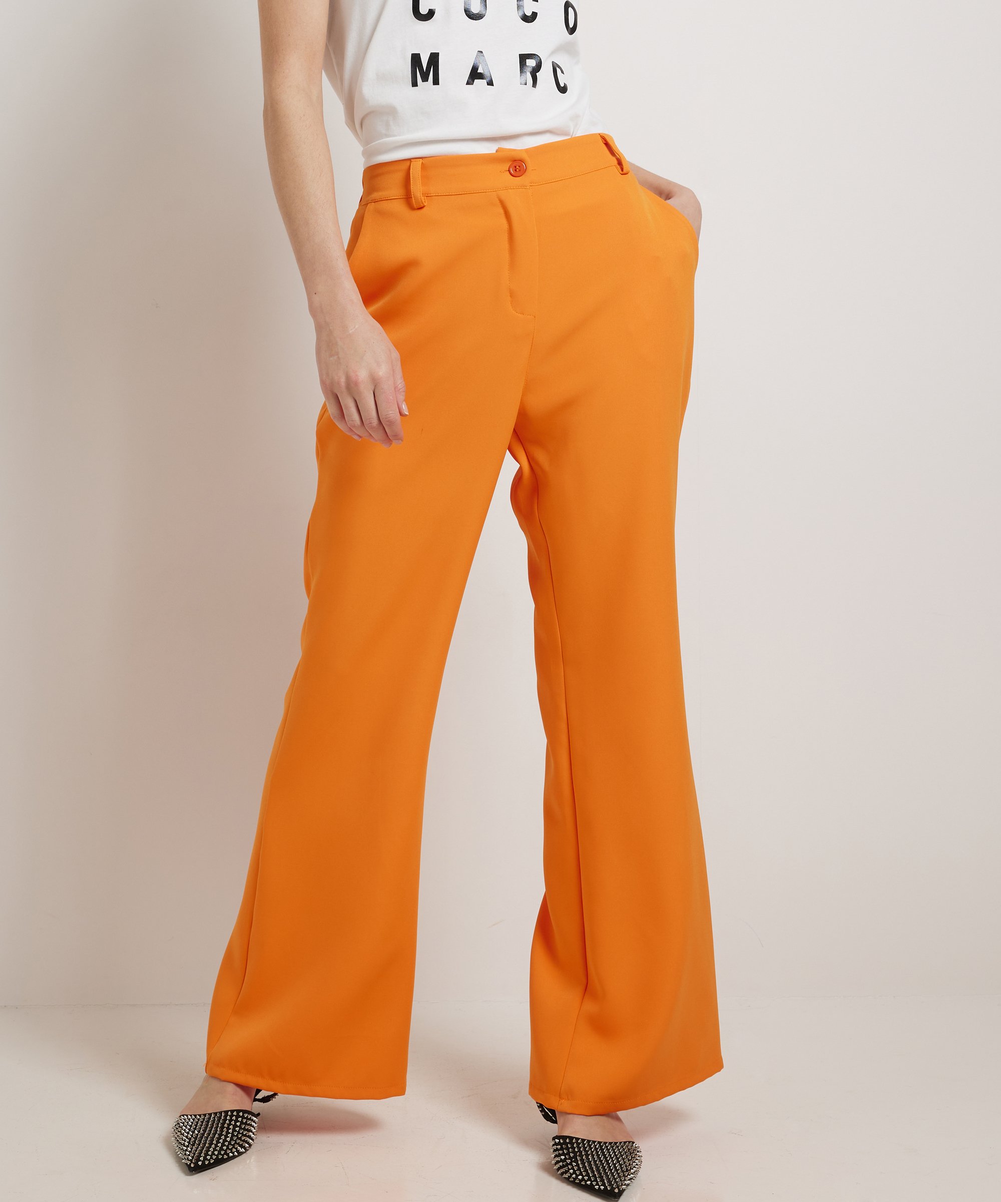 flared fit broek oranje