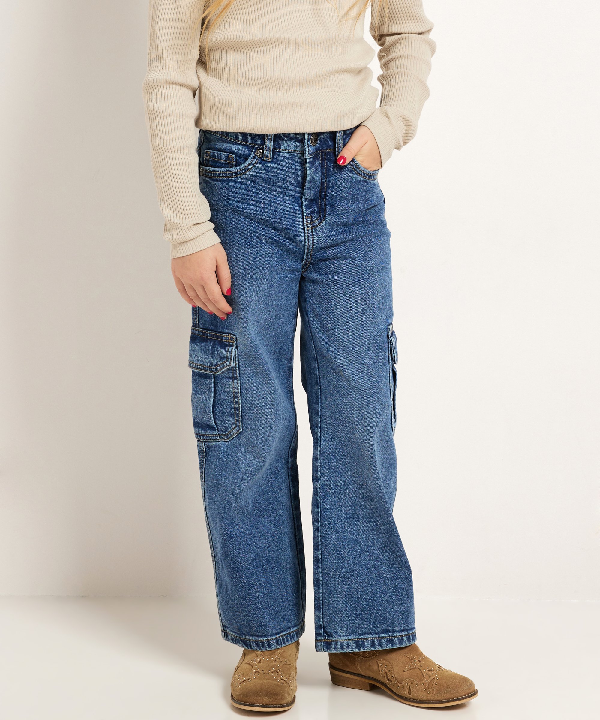 wide fit stretch jeans cargo