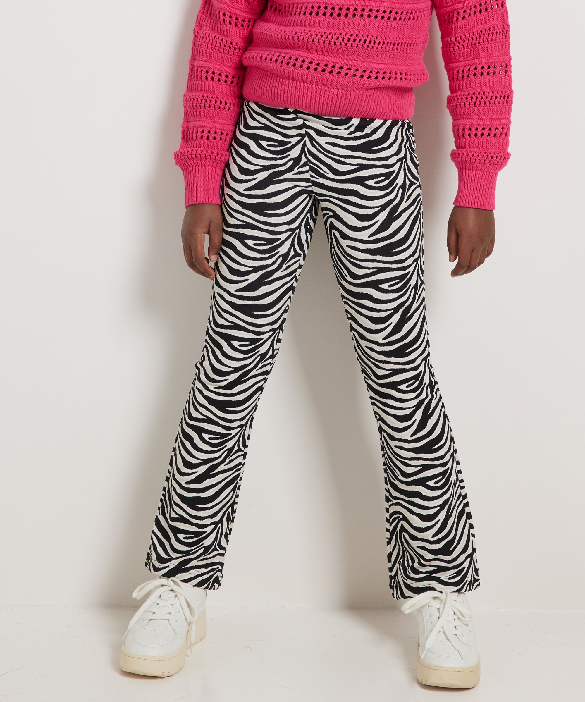 flared fit broek zebraprint