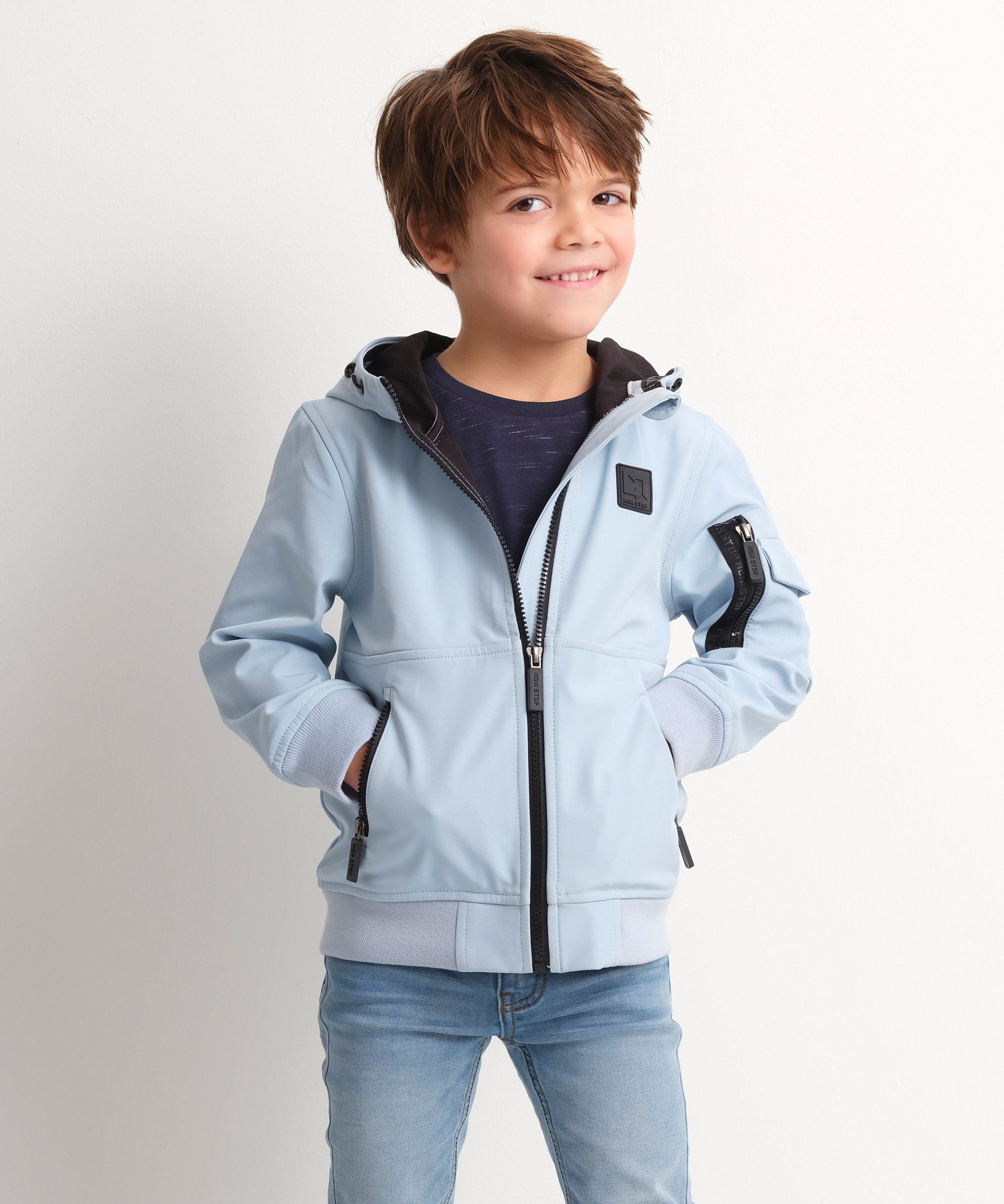 licht blauwe softshell jas