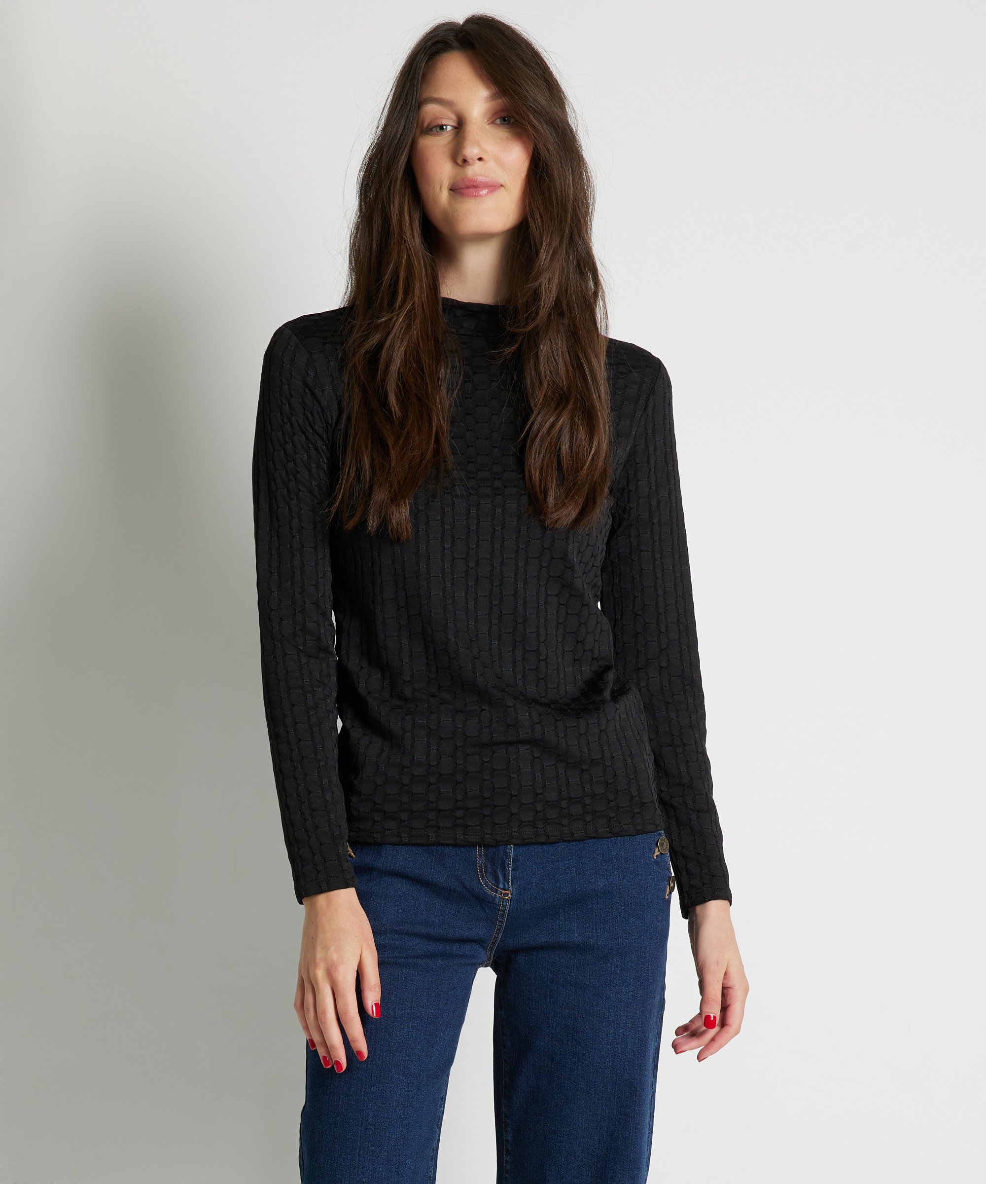 jacquard top turtleneck