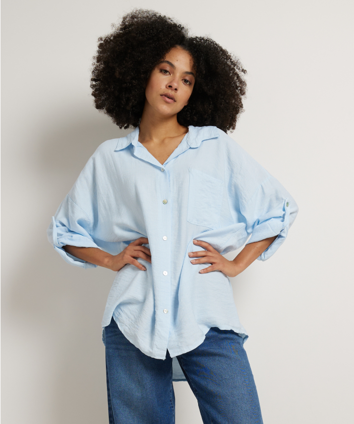 Viscose shirt dames lange mouw sale