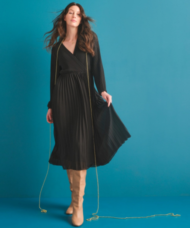 zwarte plisse jurk