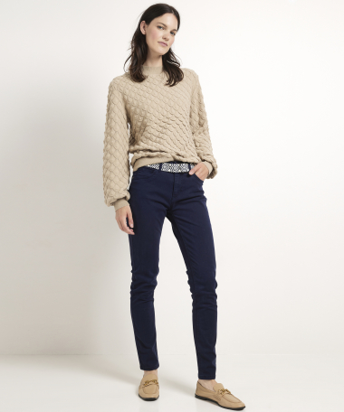 slim fit twill broek met riem