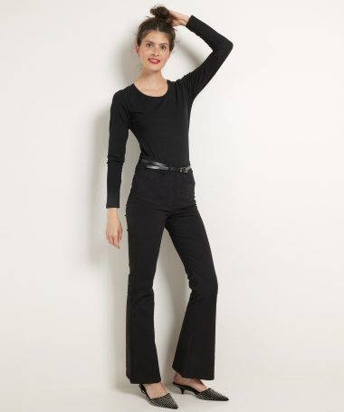 flared fit broek uni met riem