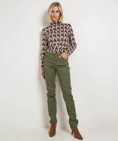 skinny fit stretch twill broek met knopen