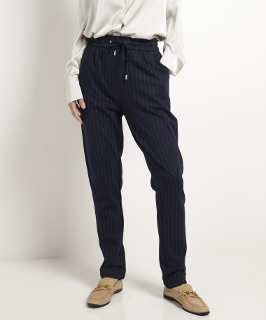 gestreepte pantalon met elastische tailleband