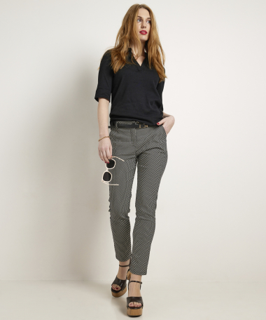 slim fit stretch broek met riem