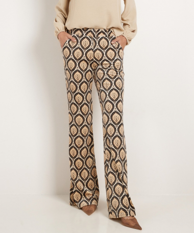 velvet flared fit broek met klassiek dessin