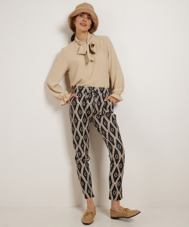 slim fit broek met geometrische print