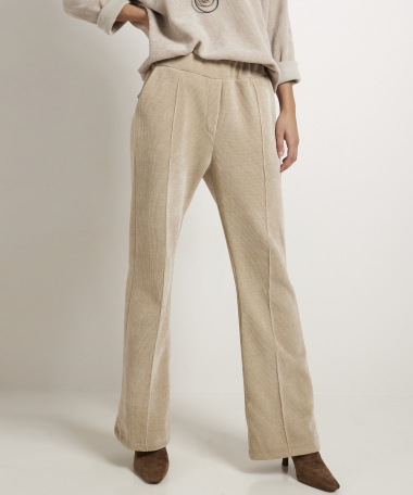 beige flared fit broek met naad