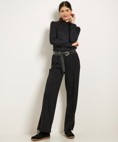 zwarte wide fit broek met naad