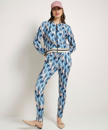 slim fit broek met print blauw