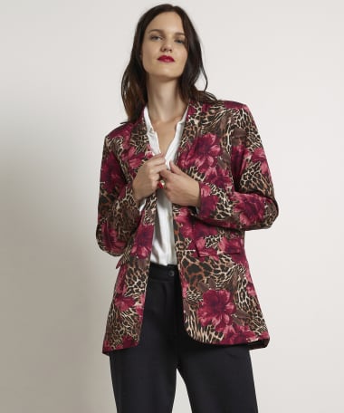 blazer met panterbloem print