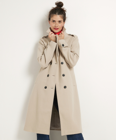 trenchcoat jas met wollook