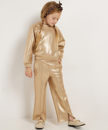 shiny wide fit broek met splits