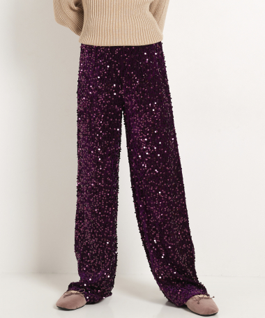 wide fit broek velvet pailletten