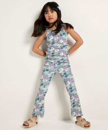 rib flared fit broek met bloemenprint