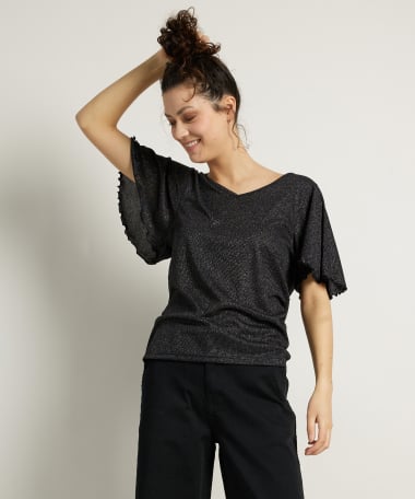 rib t-shirt met glans