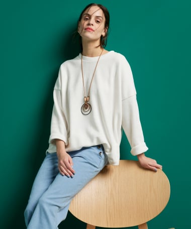 ribvelvet top met ketting