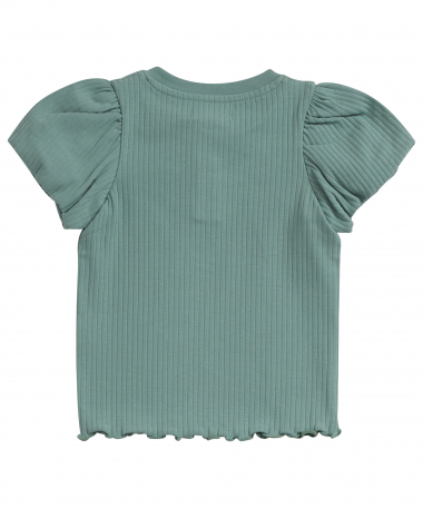 rib t-shirt met pofmouwen