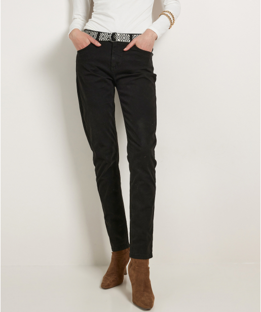 slim fit twill broek met riem