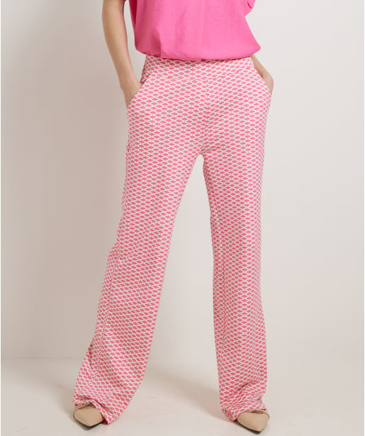 wide fit broek met roze print