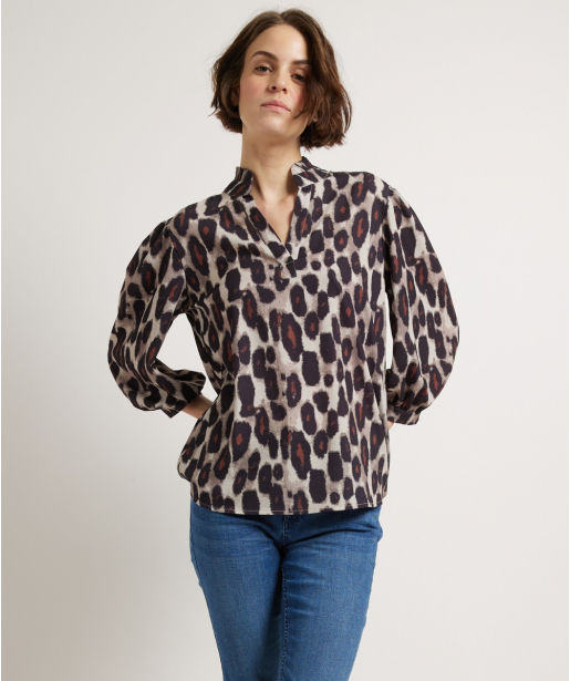 ruchekraag top animalprint