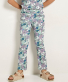 rib flared fit broek met bloemenprint