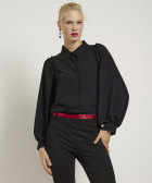 uni blouse met pofmouwen